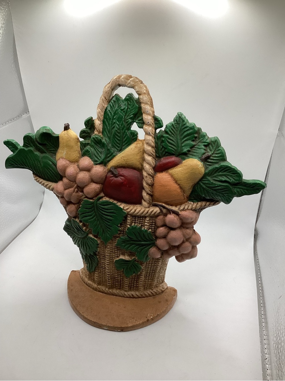 Vintage Cast Iron Hubley Door Stop Basket Of Fruit